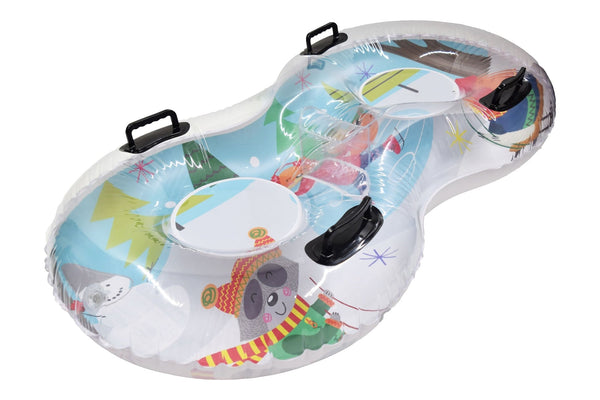 Gracious Living 2-Person Duo Inflatable Winter Snow Tube U4