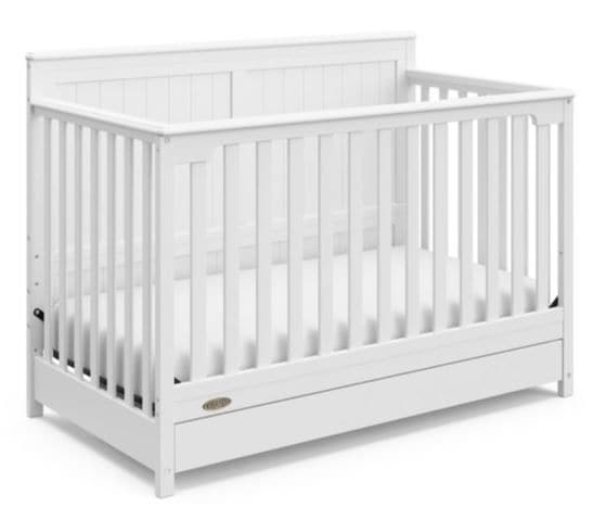 Graco Hadley 4-in-1 Convertible Crib with Drawer, White O2