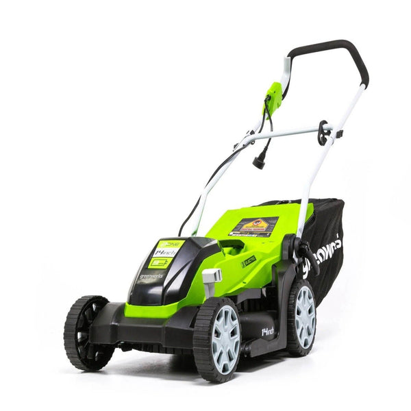 Greenworks 9A 2-in-1 Corded Lawn Mower, 14-in U0