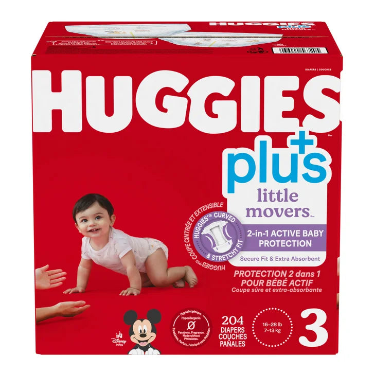 Huggies Little Movers Plus Diapers, Sizes 3 - 7 H2
