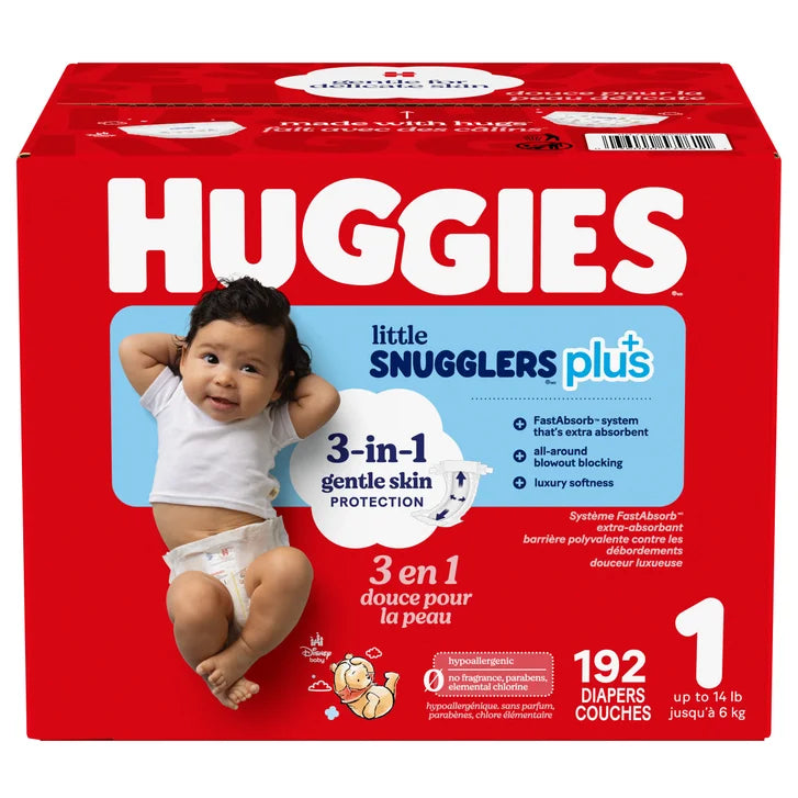 Huggies Little Snugglers Plus Diapers, Sizes 1 - 2 L2