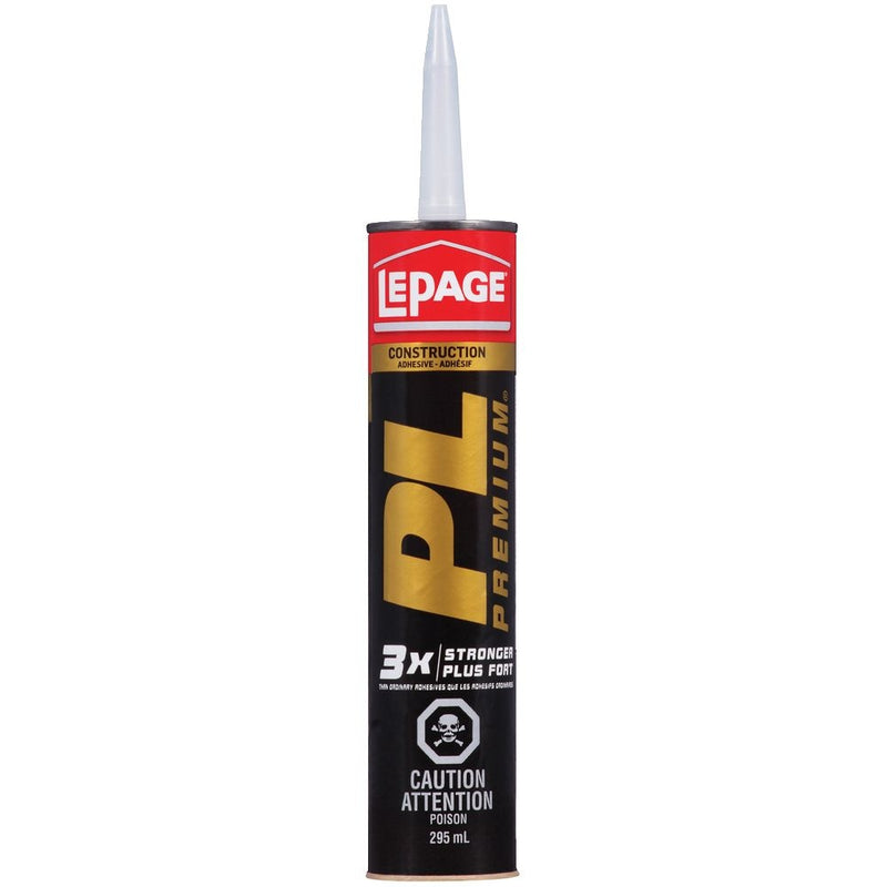 LePage PL Premium Construction Adhesive Glue, Indoor/Outdoor, Weather & Waterproof, 295-mL A4