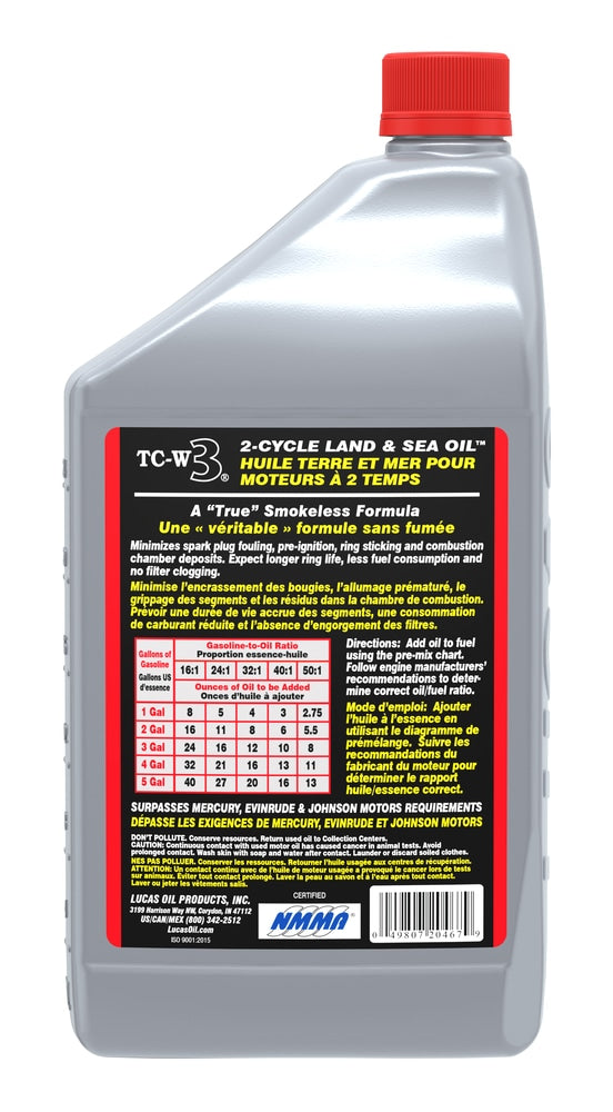 Lucas Oil 2-Stroke Semi-Synthetic Land & Sea Oil, 946-mL