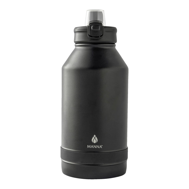 Manna Push Stainless Steel Water Bottle, 64-oz, Various Colours, with Handle O6