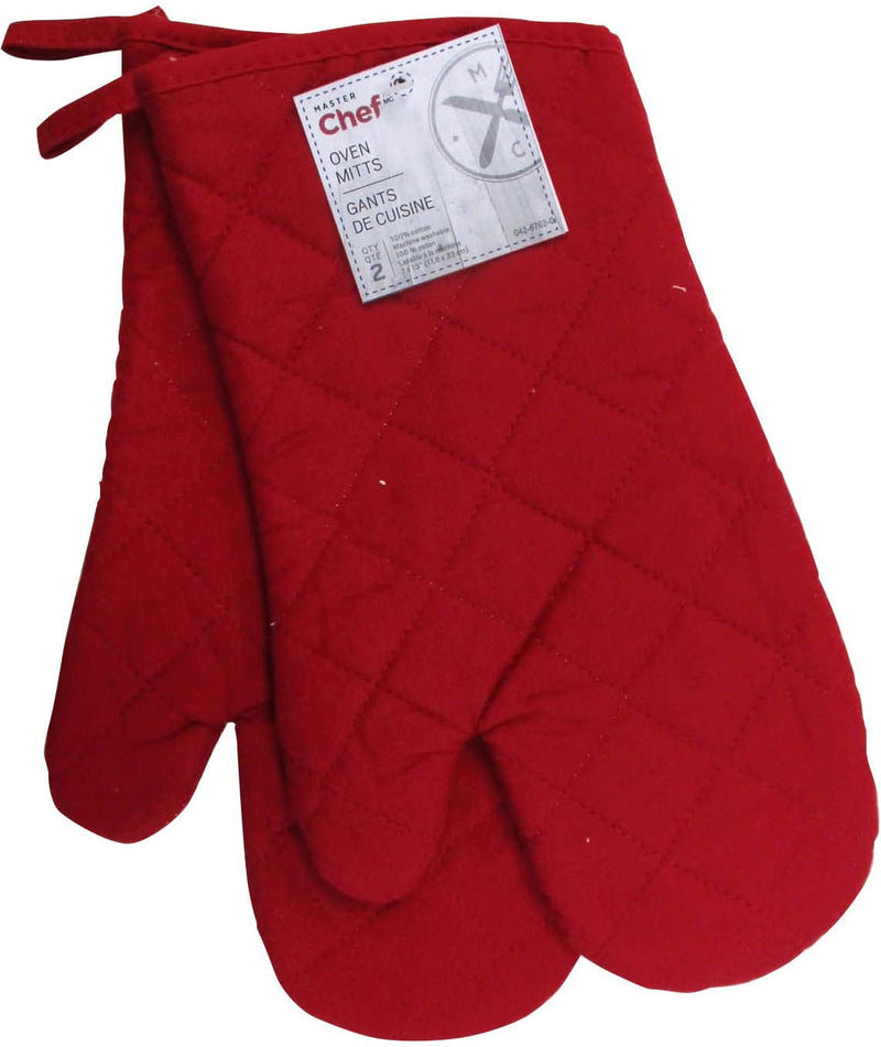 MASTER Chef 2pc Cotton Oven Mitt Set with Hanging Loop, Red G3