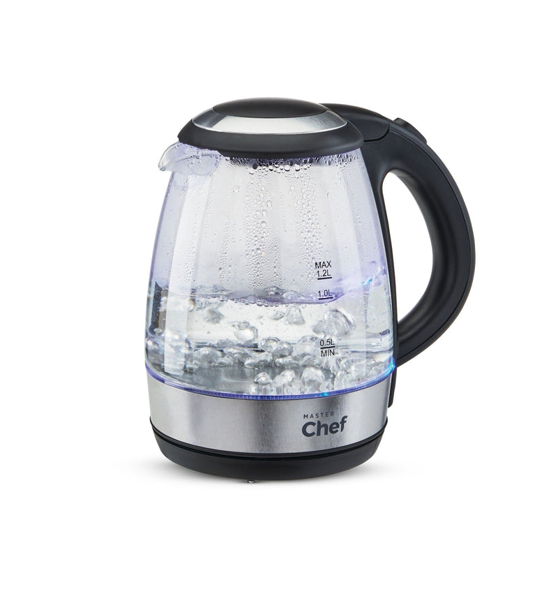 MASTER Chef Cordless Electric Kettle with Auto Shut Off & Blue Light, Glass, 1.2L N3