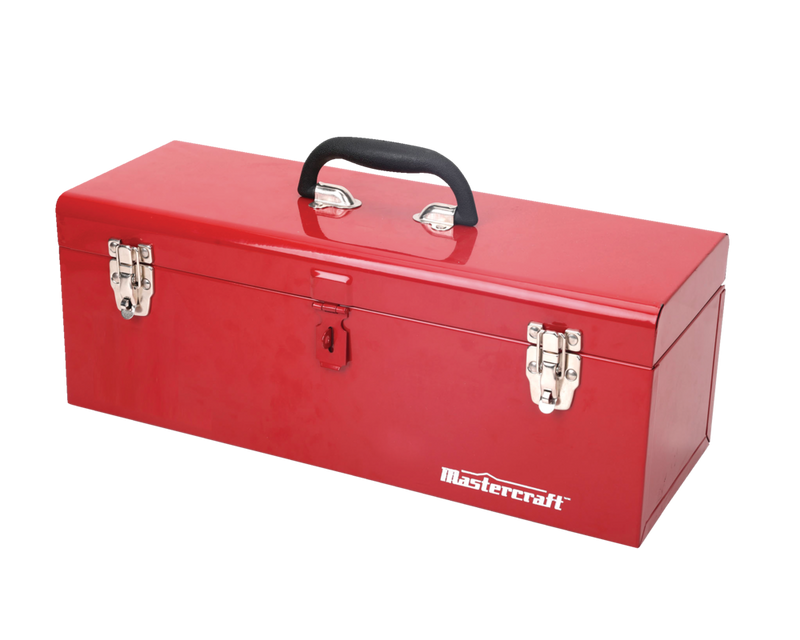 Mastercraft Portable Metal Hip Roof Tool Box with Removable Tray, 19-in, Red V5