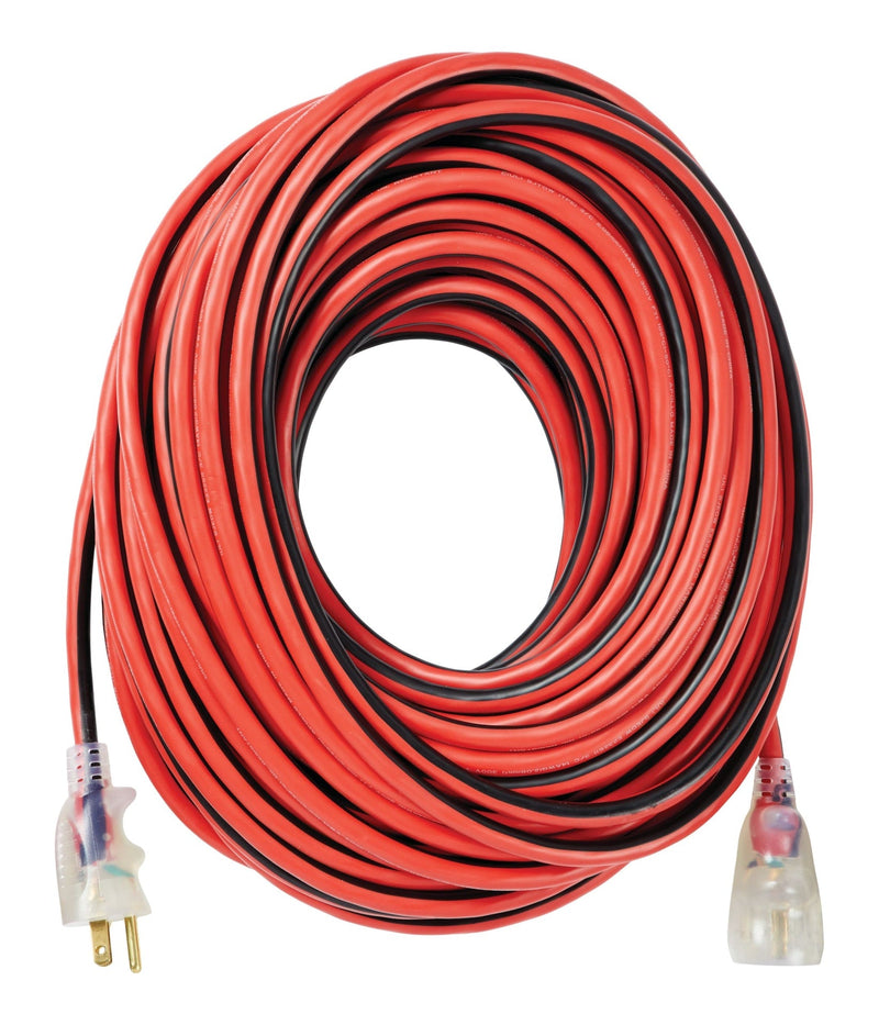 MAXIMUM 100-ft 14/3 Outdoor Extension Cord with Grounded Outlet, Lighted End and Locking Connector, Hi-Visibility W9