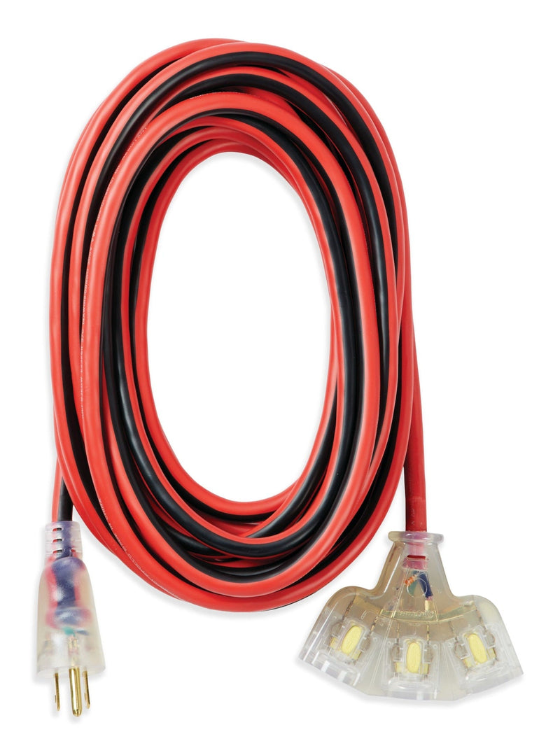 MAXIMUM 25-ft 14/3 Outdoor Extension Cord with 3 Grounded Outlets, Lighted End and Locking Connector, Hi-Visibility S2