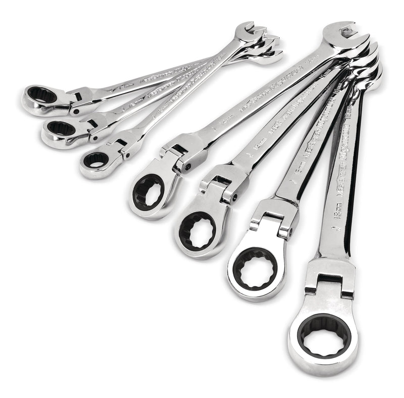 MAXIMUM Flexhead Ratcheting Wrench Set, Alloy Steel, Metric, 7-pc R0