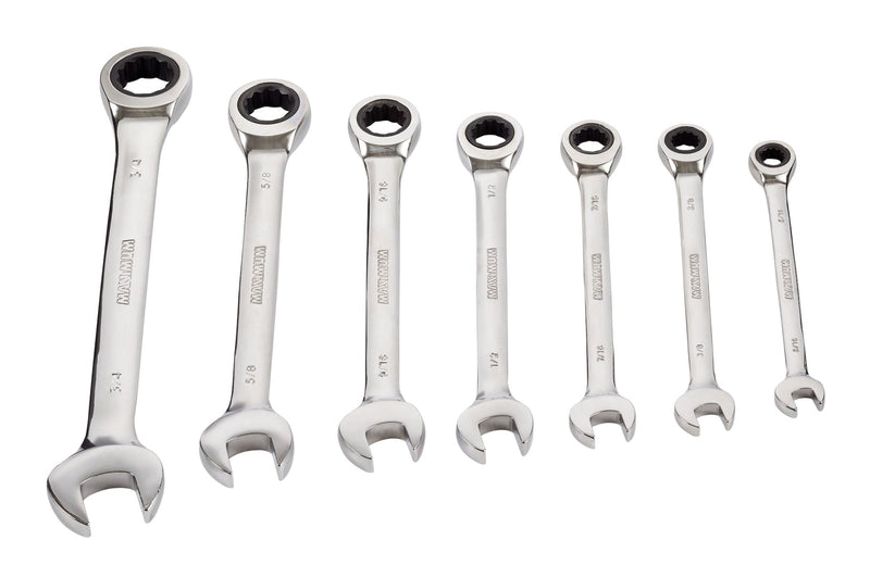 MAXIMUM Ratcheting Wrench Set, SAE, Nickel-Chrome Plating, 7-pc B9