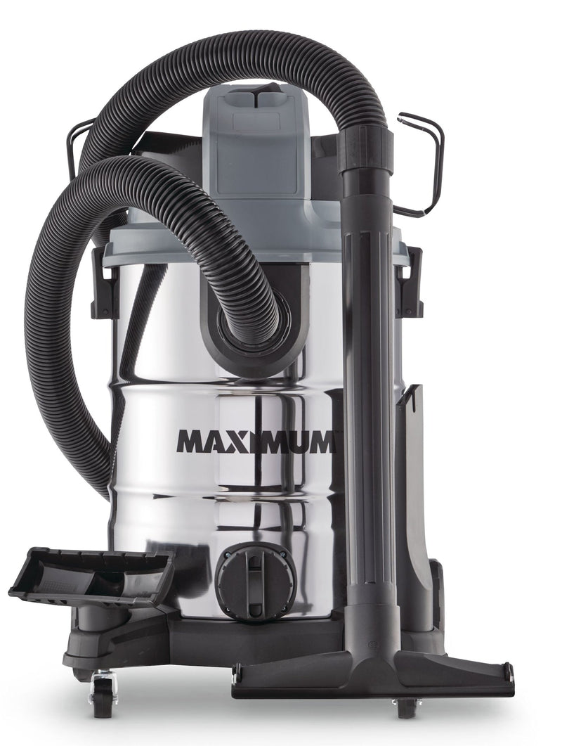 MAXIMUM VKD811SW 5.5 Peak HP Stainless Steel Wet/Dry Shop Vacuum with Hose and Accessories, 30-L N0