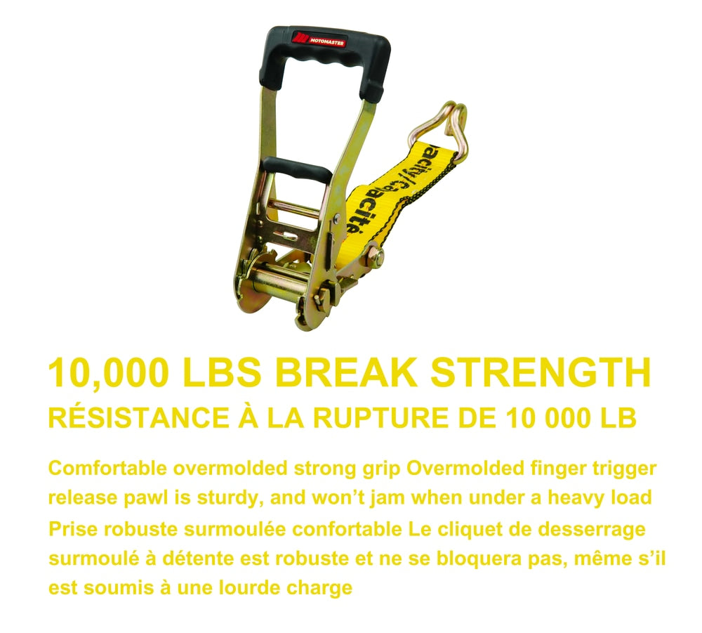 MotoMaster 10,000-lb Ratchet Tie Down Strap, Abrasion Resistant, 2-in x 27-ft