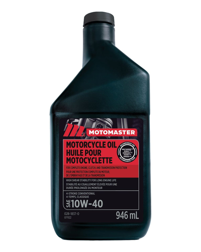 MotoMaster 10W40 4-Stroke Motorcycle Oil, 946-mL X8