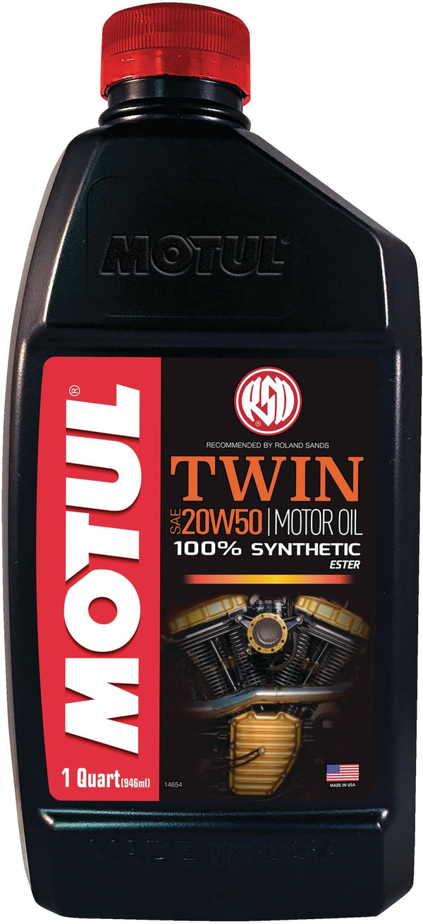 Motul Twin Synthetic Motorcycle Motor Oil 20W50, 946-mL W8