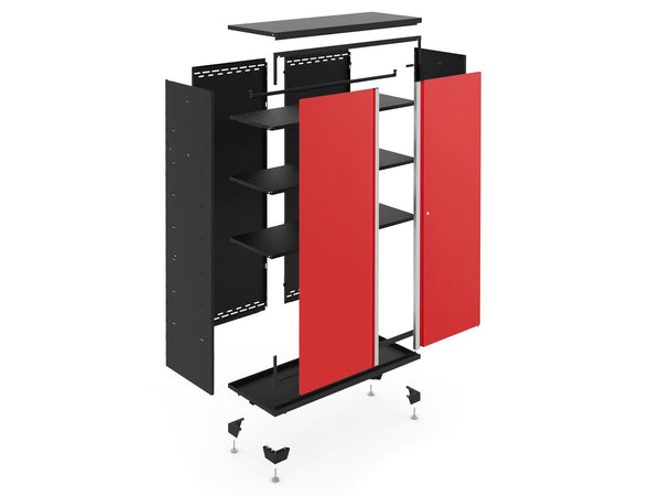 NewAge Bold Series 24-Gauge Steel RTA Storage Locker with 3 Shelves, Black/Red, 30-in K1