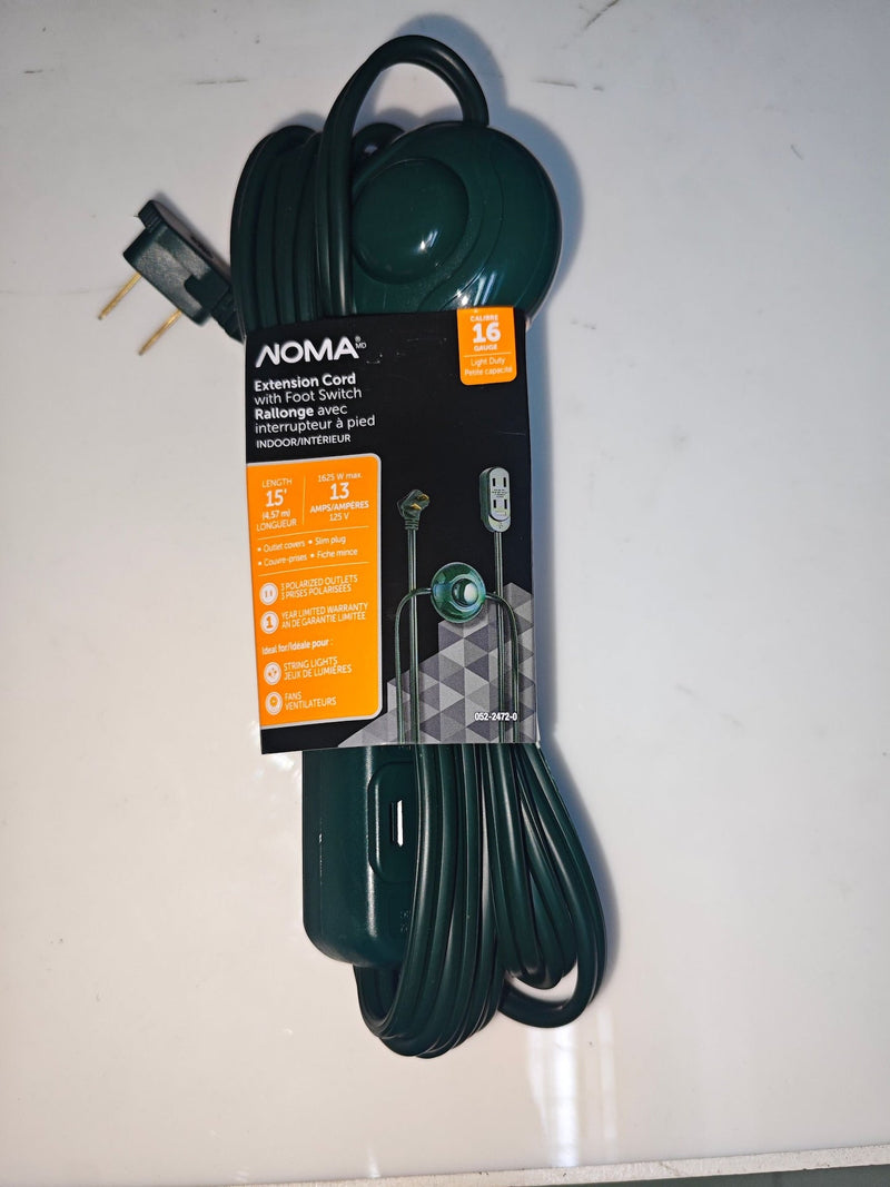 NOMA 14-ft 7-in 16/2 Indoor Extension Cord, ON/OFF Foot Switch, Green Q5