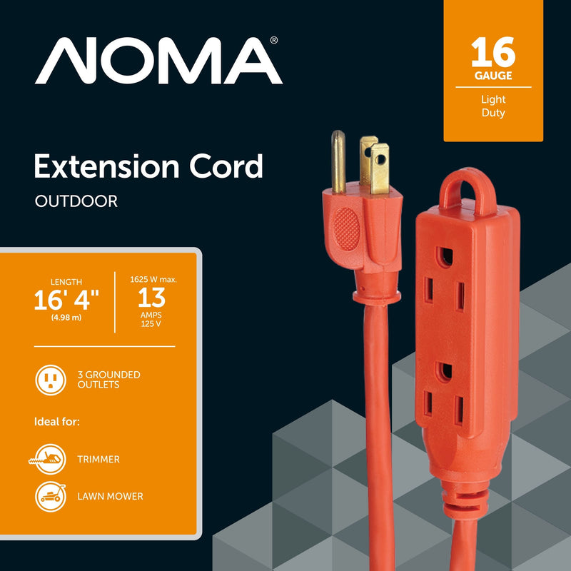 NOMA 16-ft 5-in 16/3 Outdoor Extension Cord with 3 Grounded Outlets Q5