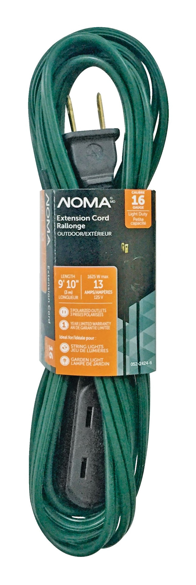 NOMA 16/2 Outdoor Extension Cord with 3 Outlets, Green E4