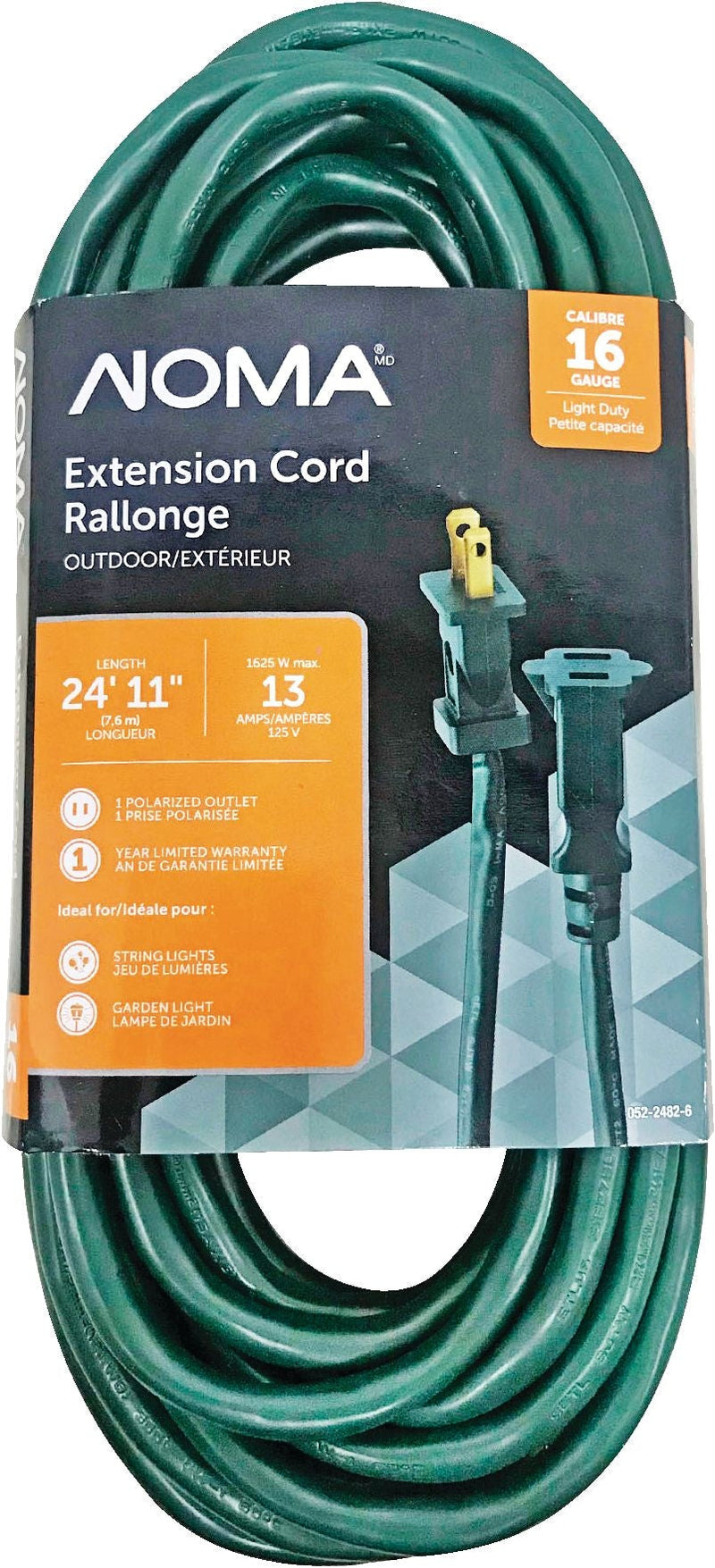 NOMA 24-ft 11-in 16/2 Outdoor Extension Cord with 1 Outlet, Green E0