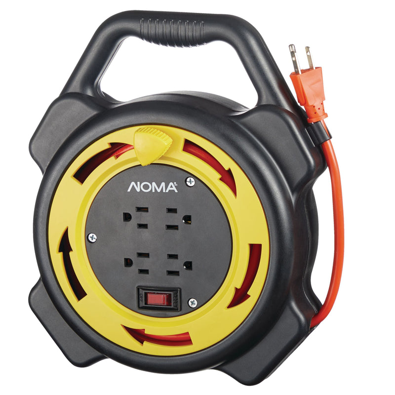 NOMA 25-ft 16/3 Extension Cord with Storage Reel, 4 Grounded Outlets and Circuit Breaker S5
