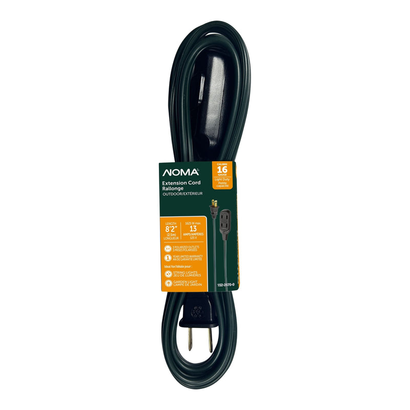 NOMA 2.5-m 13A 3-Outlet Light-Duty 16-Gauge Green Outdoor Extension Cord O5