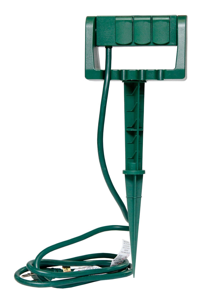 NOMA 3-Outlet Outdoor Power Stake with 6-ft Cord, Green C4