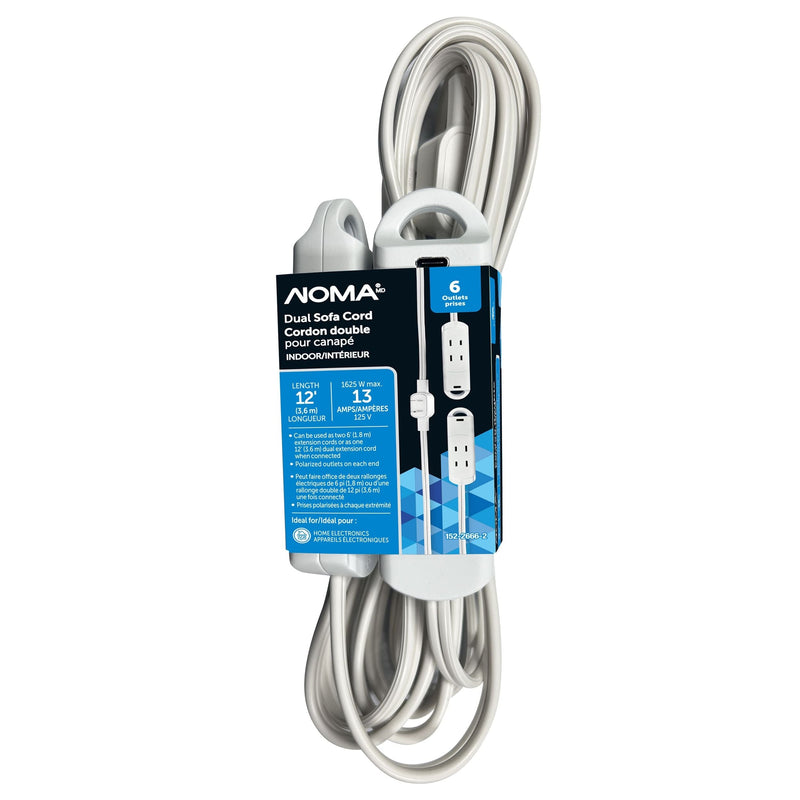 NOMA 6-ft 13A 6-Outlet/1-USB-C White Indoor Twin Extension Cord S0