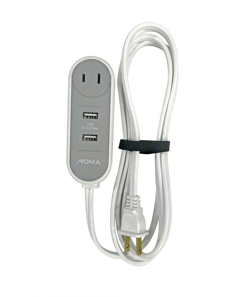 NOMA 6-ft 6-in 16/2 Extension Cord with 2 USB Outlets, Travel design, White G8