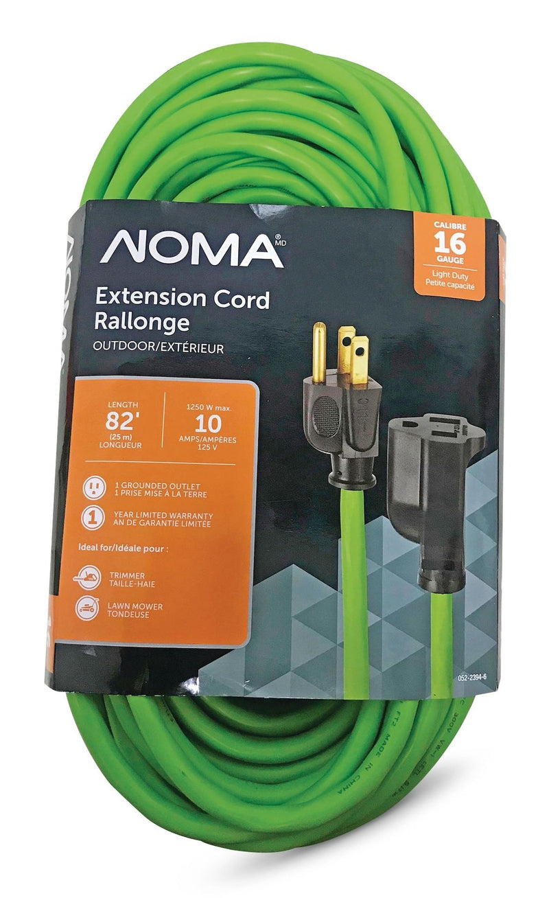 NOMA 82-ft 16/3 Outdoor Extension Cord with Grounded Outlet, Lime Green T6