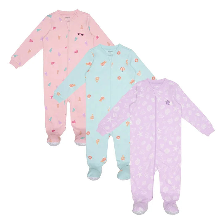 Pekkle Infant Organic Cotton Sleeper, 3-pack K8