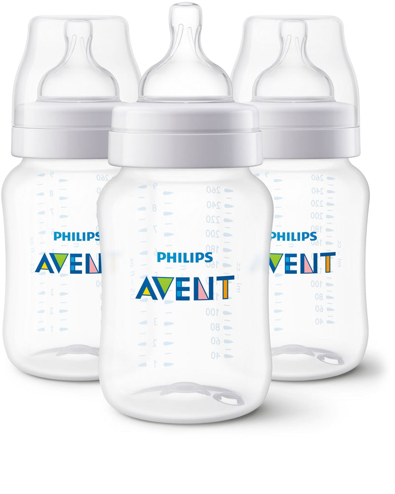 Philips Avent SCY103/03 Anti-Colic Baby Bottle, 9-oz, 3-pk P9