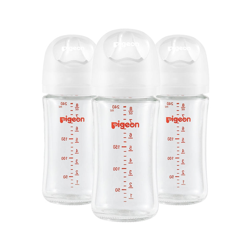 Pigeon Glass Bottle with Silicone Nipple (M), 8-oz, 3 Months+, 3-pk L1