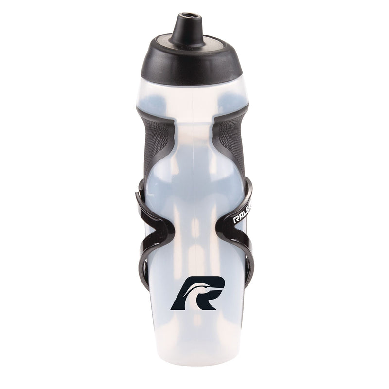Raleigh Easy-Squeeze Bike Water Bottle withCage/Holder, Transculent, 20.2-oz T8