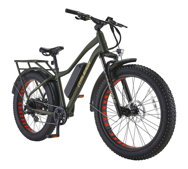 Raleigh Quanta All-Terrain Lightweight Electric Bicycle with Front & Rear Lights, 26-in Wheel, Green J9