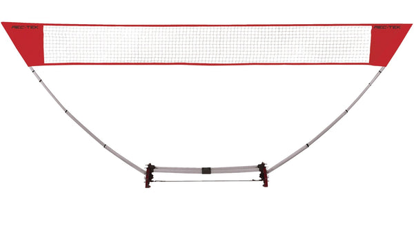 Rec-Tek Outdoor Portable Easy Set-up Badminton Net, Red, 15-ft, 7-pk, All Ages, for Lawn Game Activities C4