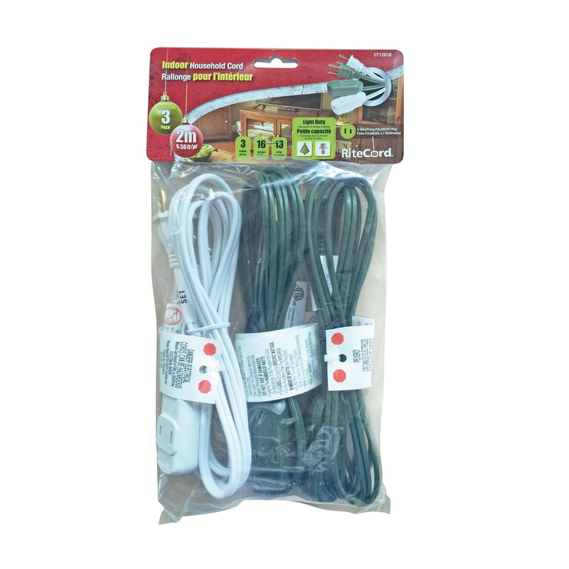 Ritecord 6-ft 7-in 16/2 Indoor Extension Cord, 3-pk J0