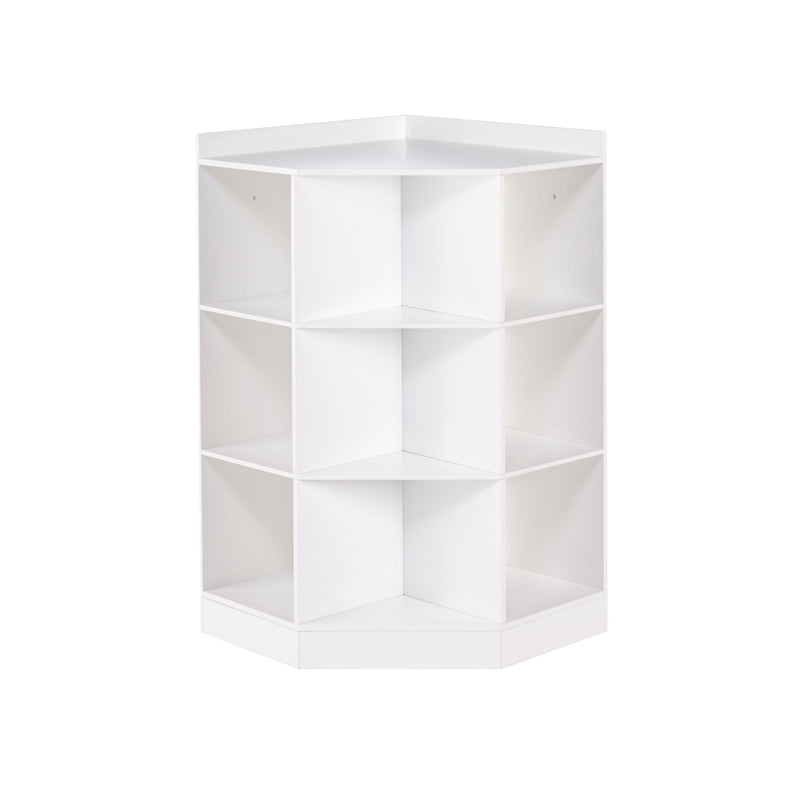 RiverRidge Home Kids' Playroom Corner Cabinet with 6 Toy Storage Cubbies & 3 Shelves, White T3