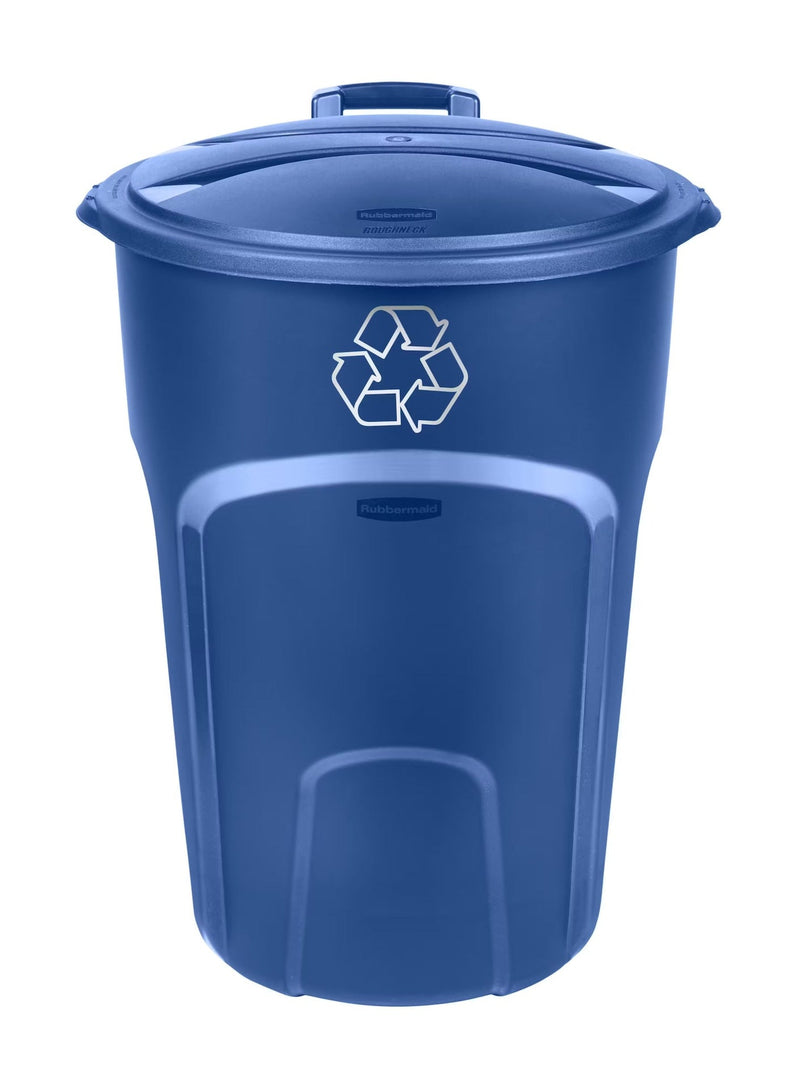 Rubbermaid Plastic Circular Wheeled Recycling Blue Box with Handle, 121-L Z2