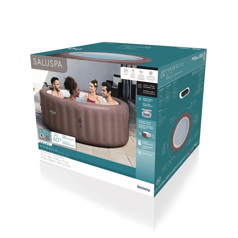 Salu Spa Hawaii Smart AirJet 6-Person Terracotta Round Spa, 77-in x 28-in R1