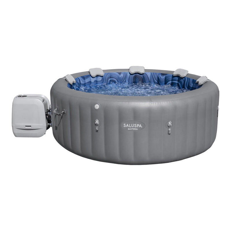 Salu Spa Santorini Grey 7-Person Luxe HydroJet Pro Round Smart Spa, 85-in x 31.5-in V9