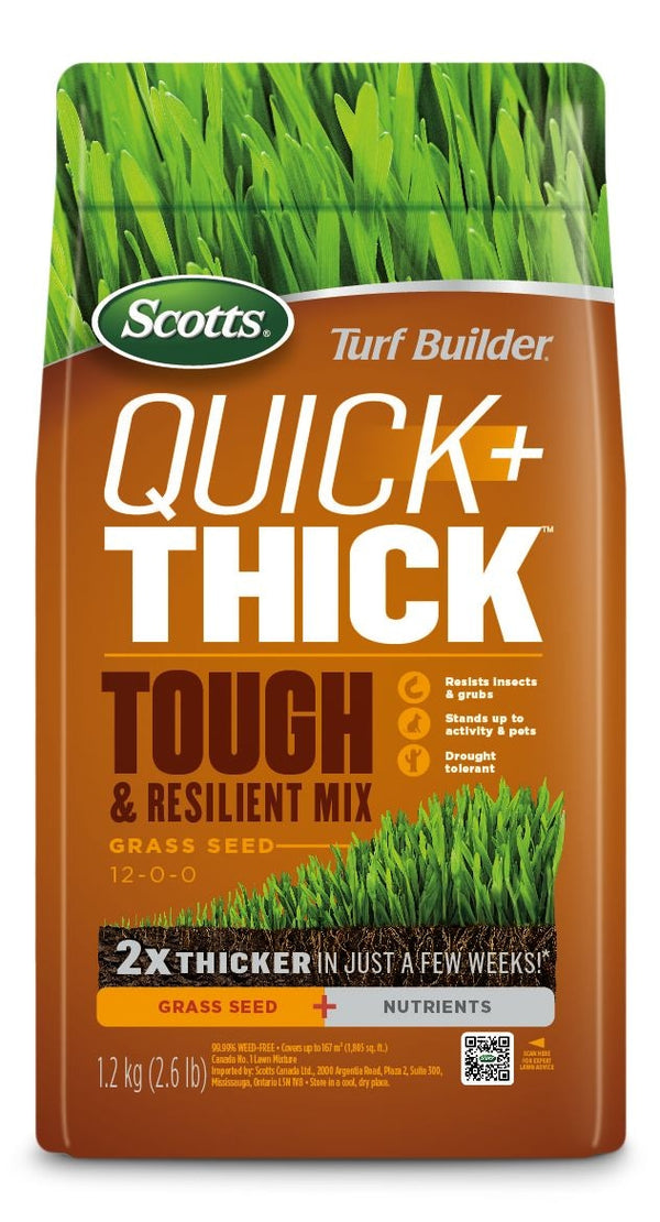 Scotts Turf Builder Quick + Thick Grass Seed Tough & Resilient Mix, 12-0-0, 1.2-kg G2