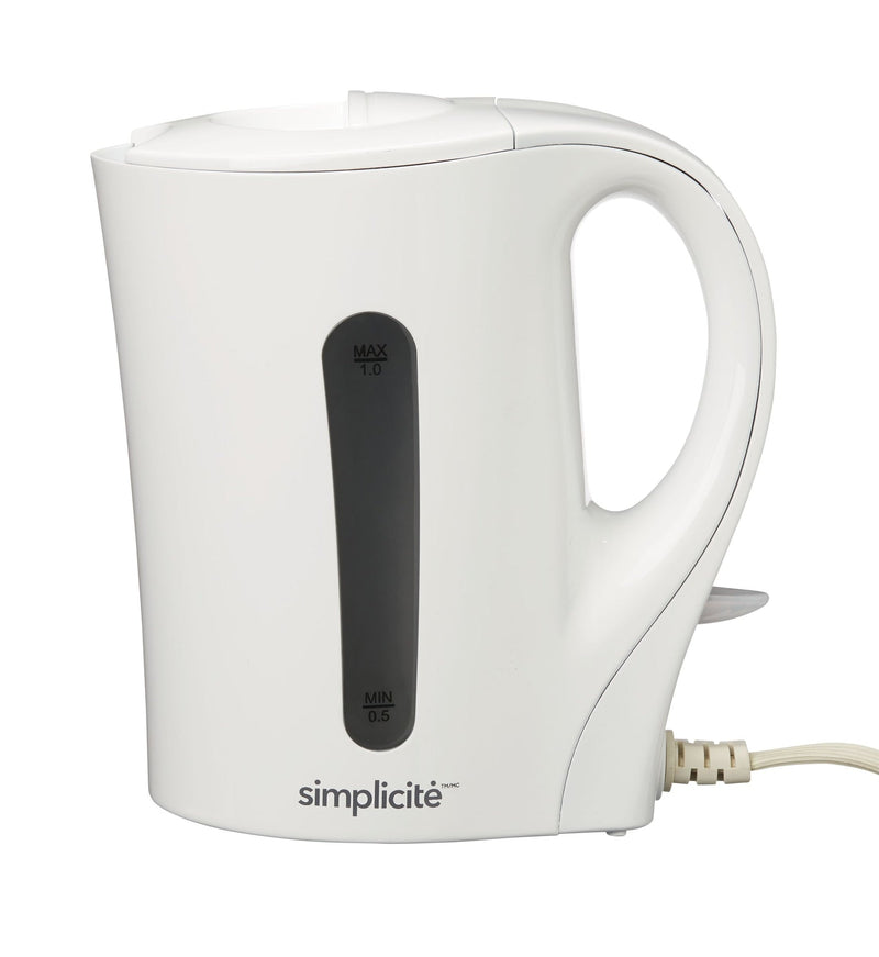 Simplicité Corded Electric Kettle with Auto Shut Off, White, 1-L K5