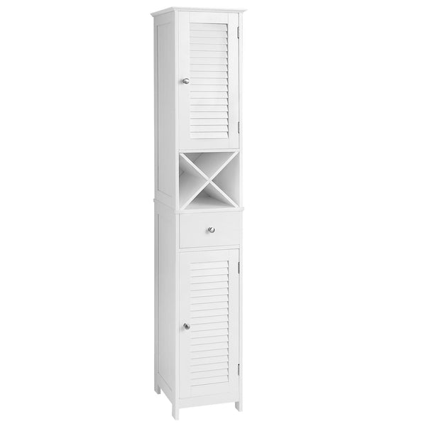 Songmics Home 1-Drawer White Storage Cabinet with Shutter Doors Q8