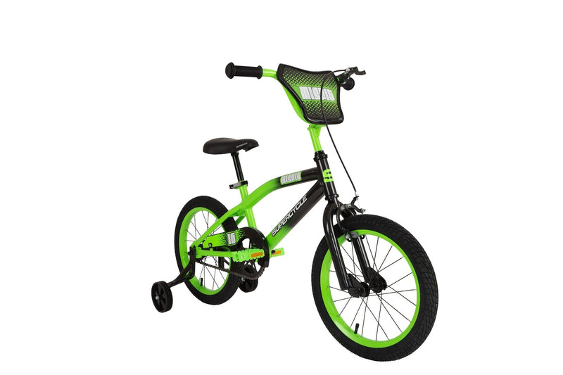 Supercycle Misfit Kids' Bike with Training Wheels, 16-in, Green X1