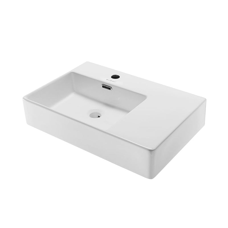 Swiss Madison St. Tropez Ceramic Wall Hung Sink with Left Side Faucet Mount, 24-in x 18-in E1