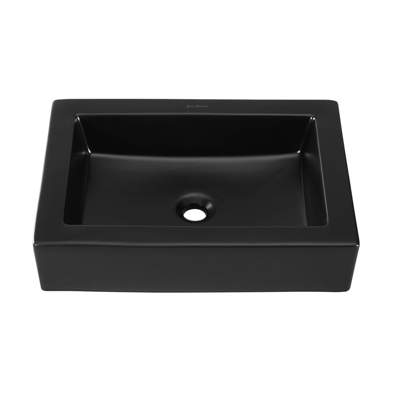 Swiss Madison Voltaire Ceramic Rectangle Vessel Sink, Matte Black K8