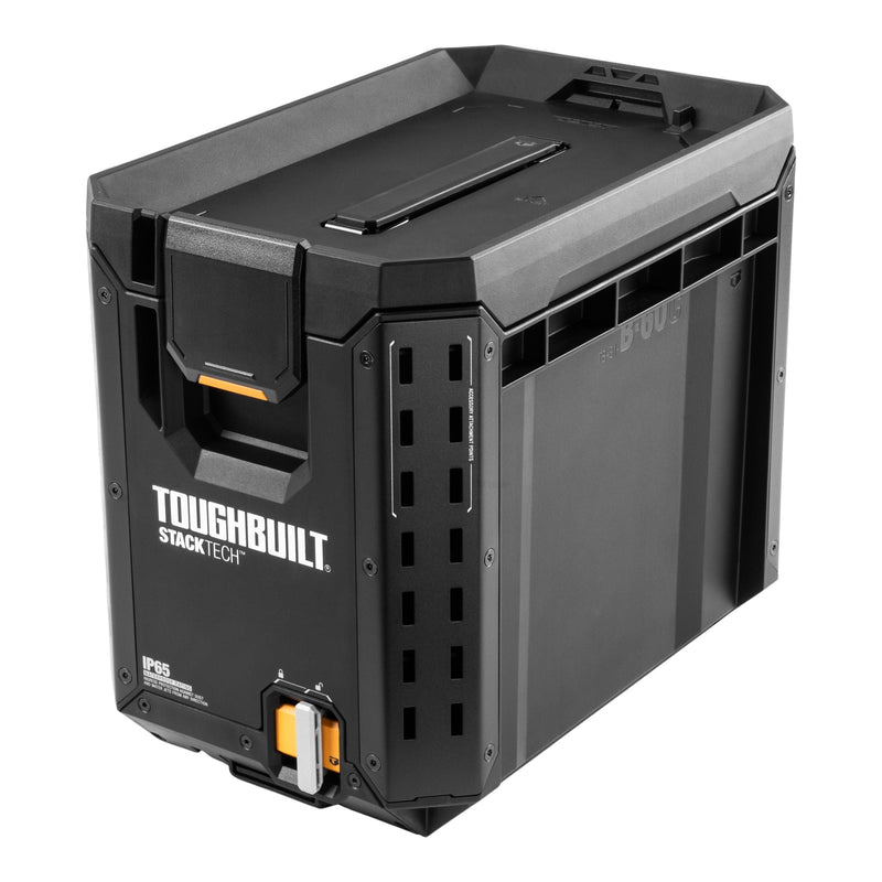 ToughBuilt StackTech Half Portable Modular Plastic/Metal Tool Box with Inner Tray and 5 Dividers, IP65-Rated, Black R3
