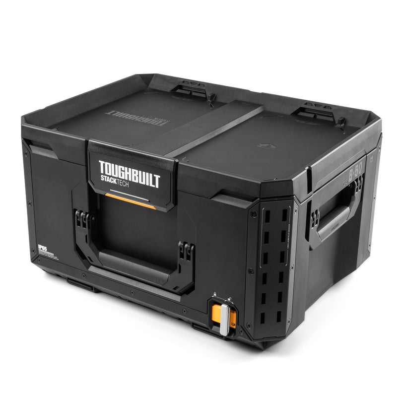 ToughBuilt StackTech Middle Portable Modular Plastic/Metal Tool Box with Inner Tray, IP65-Rated, Black X5