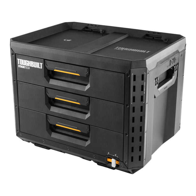 ToughBuilt StackTech XL 3-Drawer Auto-Locking Portable Modular Tool Box, Black C5